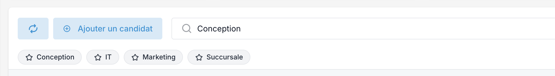 The row of starred favorite filter chips, between the toolbar and the candidate table header