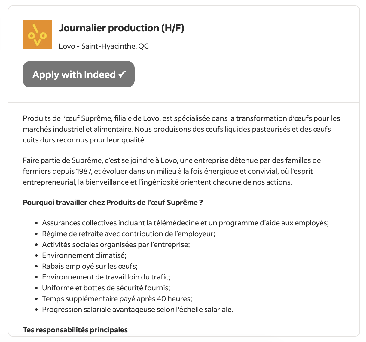A Nextal job displayed on Indeed — title, company and location — with the Apply with Indeed button directly under them.