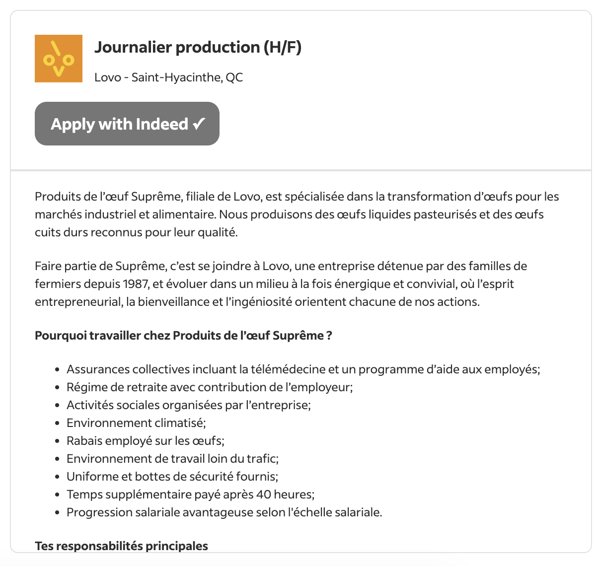 Une annonce Nextal affichée sur Indeed — titre, entreprise et lieu — avec le bouton Postuler avec Indeed juste en dessous.