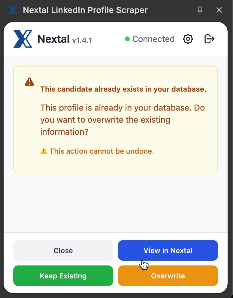 Duplicate detection dialog